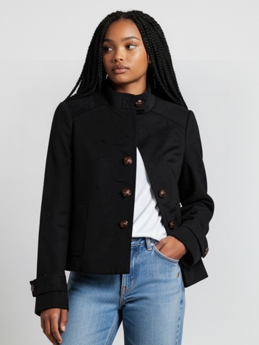 Banana Republic Cropped Wool Military Style Pea Coat/Jacket